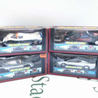 4 X Boxed Scalextric Cars Including A Porsche 962 #C.436.(re Painted) A Sauber Mercedes #C.468. A Cosworth Texaco #C.455 And A Jaguar XJ220 #C.257. No Reserve.