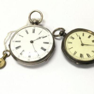 Two silver pocket watches , postage category A