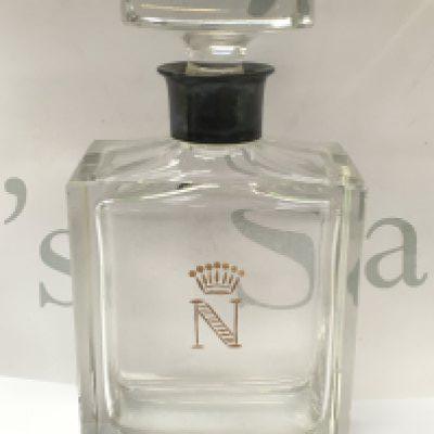 A 1930s Napoleon crystal decanter with a silver collar , 22cm tall. This lot cannot be posted