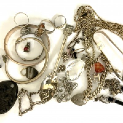 A collection of silver and white metal jewellery etc..