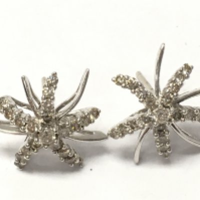 18ct white gold diamond star studs , Total weight 2.8g .postage category A