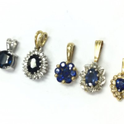 18ct gold sapphire and diamond pendants , 6.3G total weight, postage category A