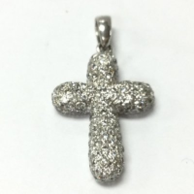 A 9ct white gold diamond cluster cross pendant, 3.3G total weight. Postage category A