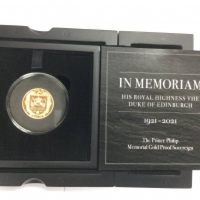 A cased limited edition 2021 gold proof sovereign in memoriam of the Duke of Edinburgh. Shipping category A.