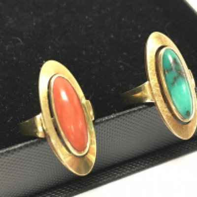 Two 14ct gold rings, 10.3g total weight. Size M. Postage category A