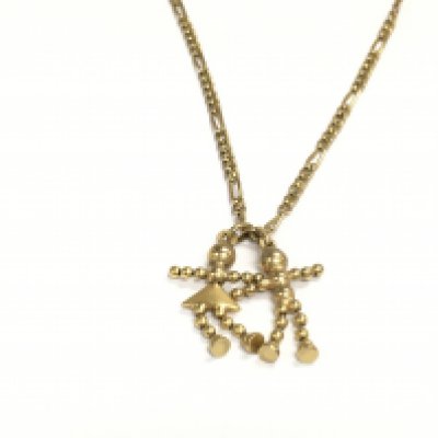 A 9ct gold chain with 9ct gold figures attached. 7.87g total. Postage A