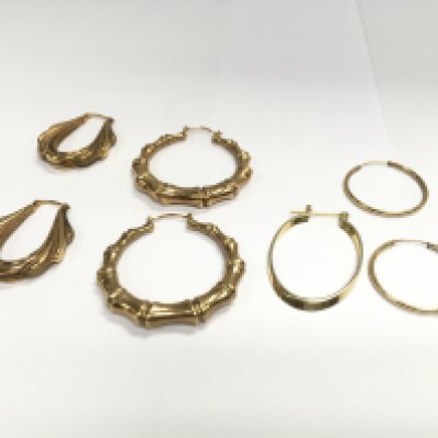 A collection of assorted 9ct gold earrings. 10.17g Postage A