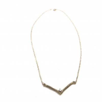 A 9ct gold and diamond wishbone necklace. 3.51g Clasp AF together with a matching 9ct gold wishbone ring