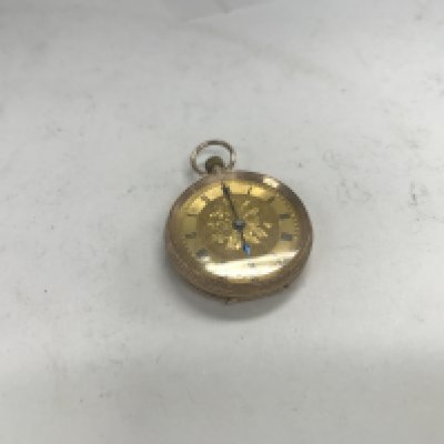 A 9ct gold ladies fob watch. Approx weight 28.17 grams.