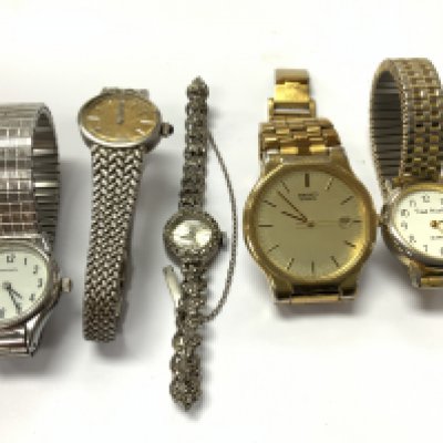 Collection of six vintage watches including silver backed. Postage category A.