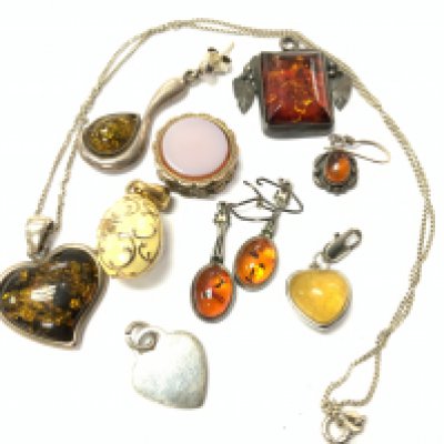 Mixed silver and amber group. Postage category A.