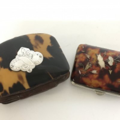 Victorian tortoiseshell coin purses including a silver design example. Postage category A