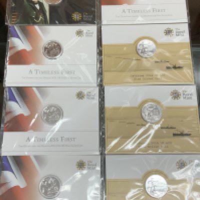 3 Royal Mint 2014 &pound;20 fine silver coins, 4 Royal Mint Timeless First 2013 George and the dragon fine silver &pound;20 coins, Royal Mint Sir Winston Churchill 2015 &pound;20 fine silver coin.