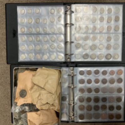 2 albums of British coinage together with a collection of loose coinage including some pre 1947. (Catagory C postage).