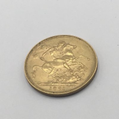 A Victorian gold Sovereign dated 1891.