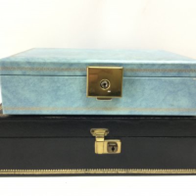 Two boxes of costume jewellery including necklaces, bangles, pendants etc. postage category C