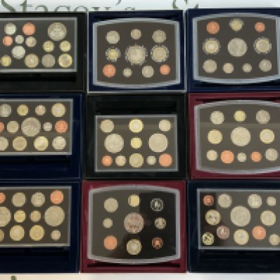 A collection of Royal Mint proof coin sets. (C)