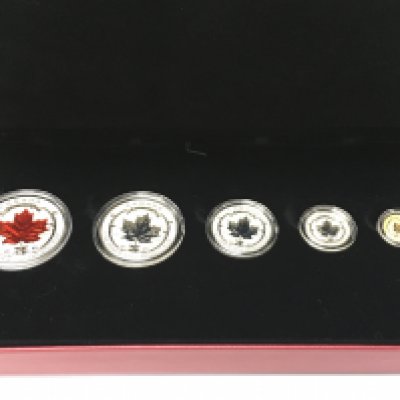 A 2015 silver maple leaf set with COA.