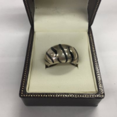 A silver Emporio Armani ring set with enamel and stones. Size M.