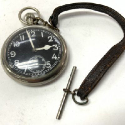 Block dial military pocket watch. Postage category A.
