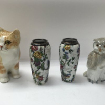 A mixed collection of ceramics including vases, figures and a piece of glassware. NO RESERVE
