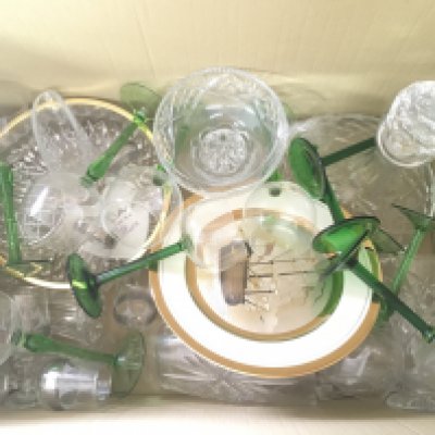 A collection of ceramics including cut glass and novelty plates. This lot cannot be posted