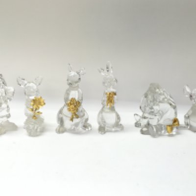Boxed Lenox glass Disney figures including Crystal Roo, Rabbit, Piglet etc. This lot cannot be posted