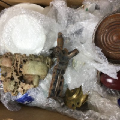 A collection of ceramics and other items including a Lladro squirrel figure, porcelain horse head topped cork, Royal Copenhagen, Wedgwood jasperware container. This lot cannot be posted