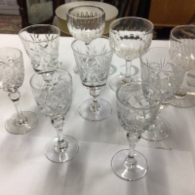 A collection of Edwardian drinking glasses.