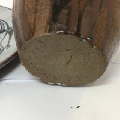 A Contemporary ceramic art vase signed to the base Shepherd and a modern Contemporary ceramic dish no obvious damage. (Hight 16cm 2)