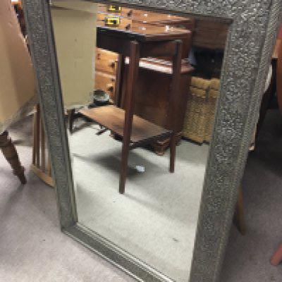 A modern design framed rectangular mirror with floral design, dimensions 60x90cm