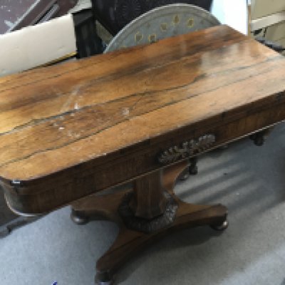 A Rosewood card table 45x91x73cm. NO RESERVE