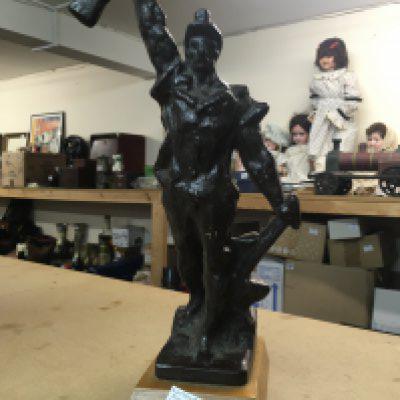 A Miners Strike figure Husinka Buna 1921 on wooden base. Height 38cm approximately including base- NO RESERVE