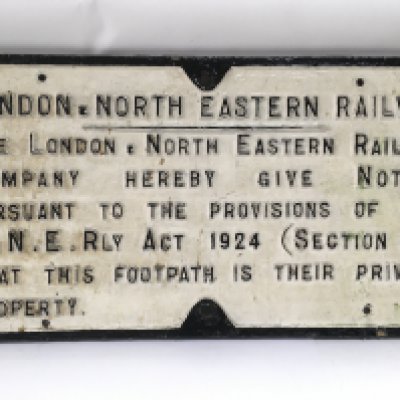 A cast iron railway sign , London North Eastern railway, approx 56cm x 31cm. Shipping category D,