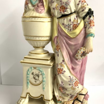 A Chelsea - Derby porcelain figure of Andromache. 26cm. (D)