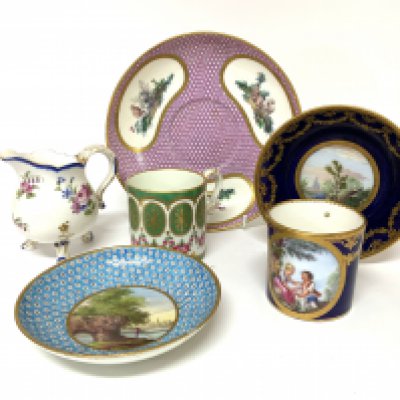A small collection of Sevres porcelain in various conditions. (D)