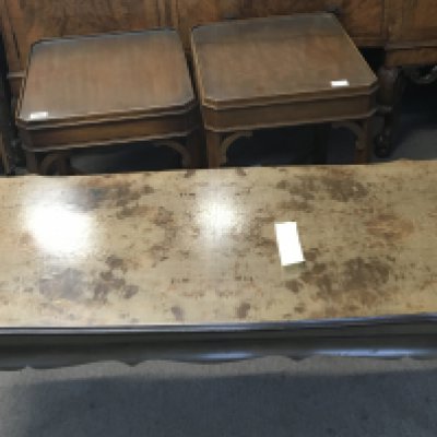 A pair of reproduction mahogany occasional tables and a walnut coffee table (3) NO RESERVE