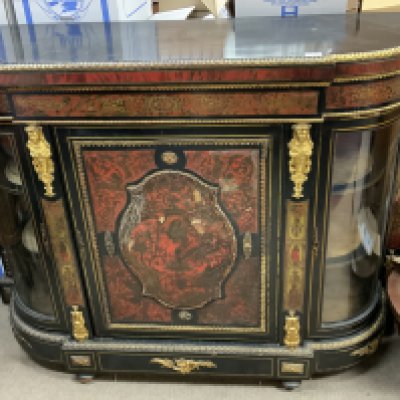 A single Victorian ebonized boulle credenza, having gilt mounts 154 x 113. Some restoration required.