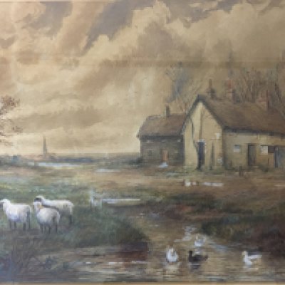 A pair of late 19th century watercolours rural views with cottages signed with initials EJHand EJ Hopping. (2) 57cmx44cm. NO RESERVE