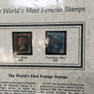 A penny red letter and together with a penny black and two penny blue .