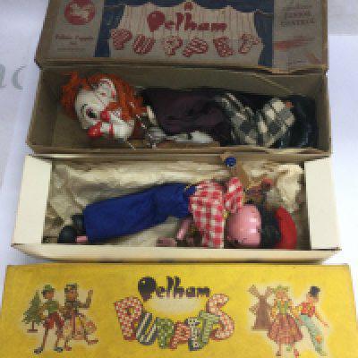 Four boxed Pelham puppets. Shipping category B.