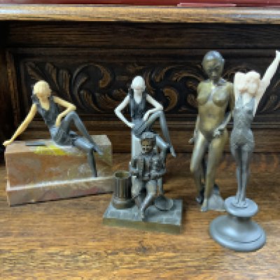 Mixed lot of spelter and metal bodied figures.