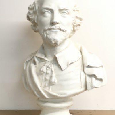 A vintage plaster composition Shakespeare bust, 54cm tall. some damage . This lot cannot be posted. NO RESERVE