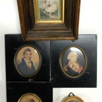 5 good framed miniatures. (B)