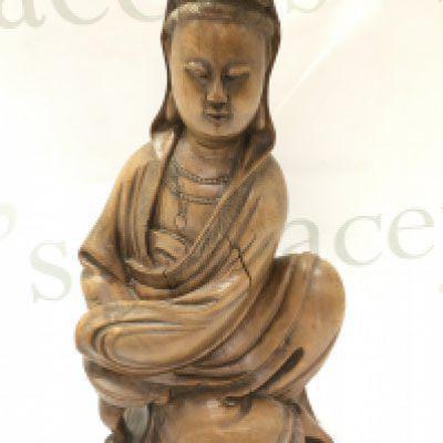 A carved wooden Guanyin figure ,27cm tall. Postage category B