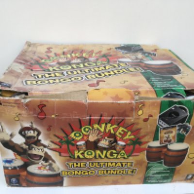 A boxed Nintendo GameCube Donkey Konga.. The ultimate Bongo Bundle. Includes manual..cables..bongo drums..boxed games disc. No reserve