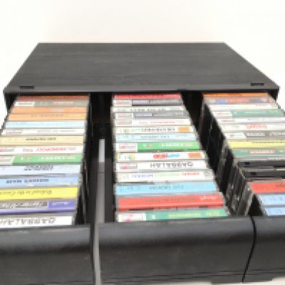 A 3 draw storage unit containing 42 boxed cassette games tapes for Amstrad computer. No reserve.