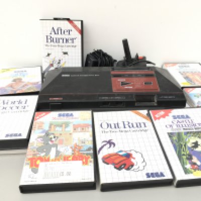 A SEGA Master System including power supply, joystick and 8 boxed games cartridge&rsquo;s. No reserve.