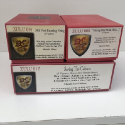 3 x boxed military Minatures by Conte Collectibles includes Zulu 008 .. Zulu 012 .. and Zulu 014.. no reserve.