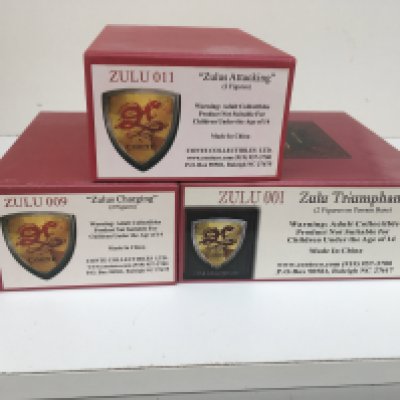 3x boxed metal military miniature models by Conte Collectibles in the Zulu series. Includes Zulu 001. . Zulu 009 and Zulu 011. No reserve.